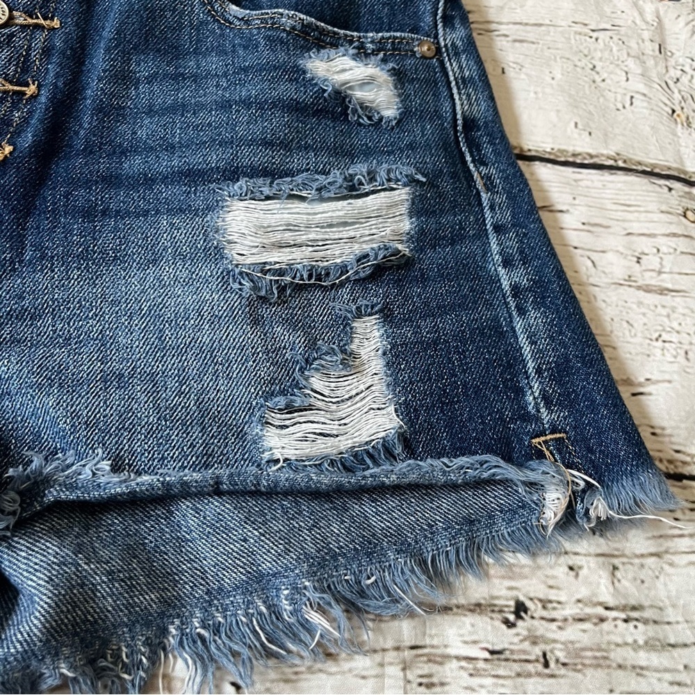 KanCan High Waist Distressed Denim Shorts Size 28 - Picture 8 of 11